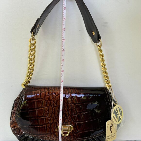Fortuna Valentino Brown Leather Handbag Brand New - Picture 10 of 11